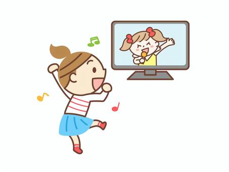 Free Vectors | Girl watching tv and dancing