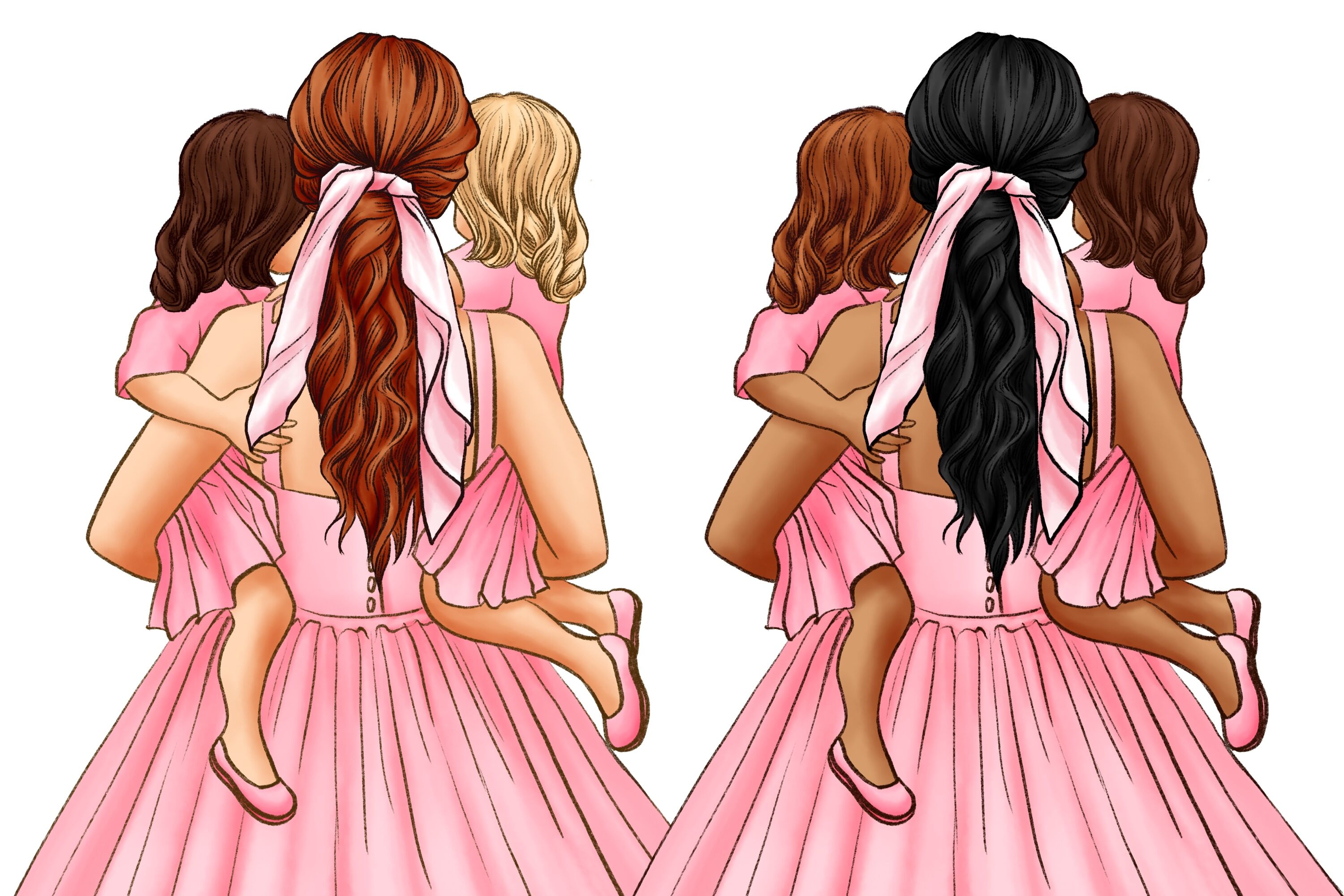 Mom and Daughters Clipart, Mom and Baby By ArtedeCatrin ...