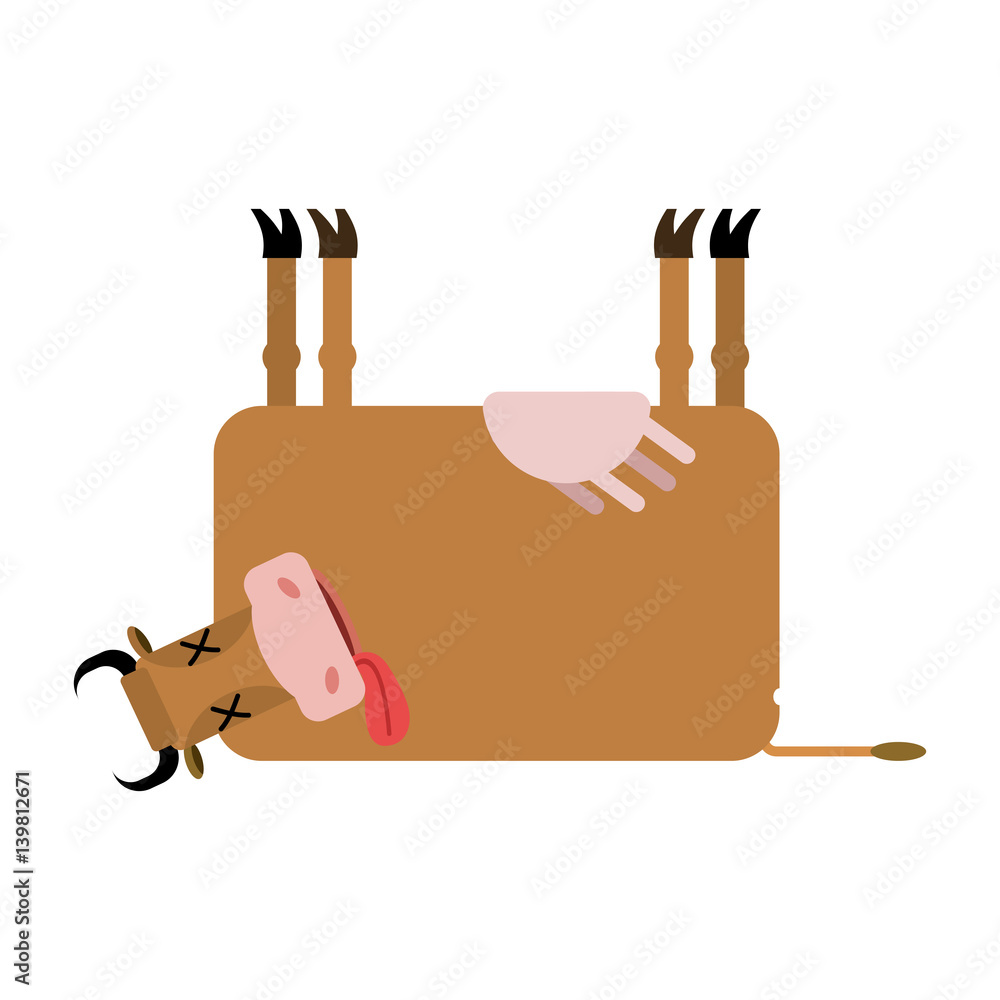 Dead cow. Farm animal dead. Corpse cattle Stock-Vektorgrafik ...