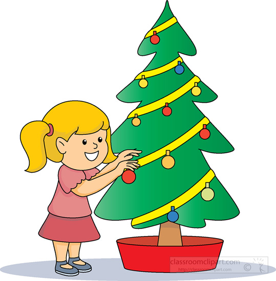 Christmas Clipart Clipart - little-girl-decorating-christmas-tree ...