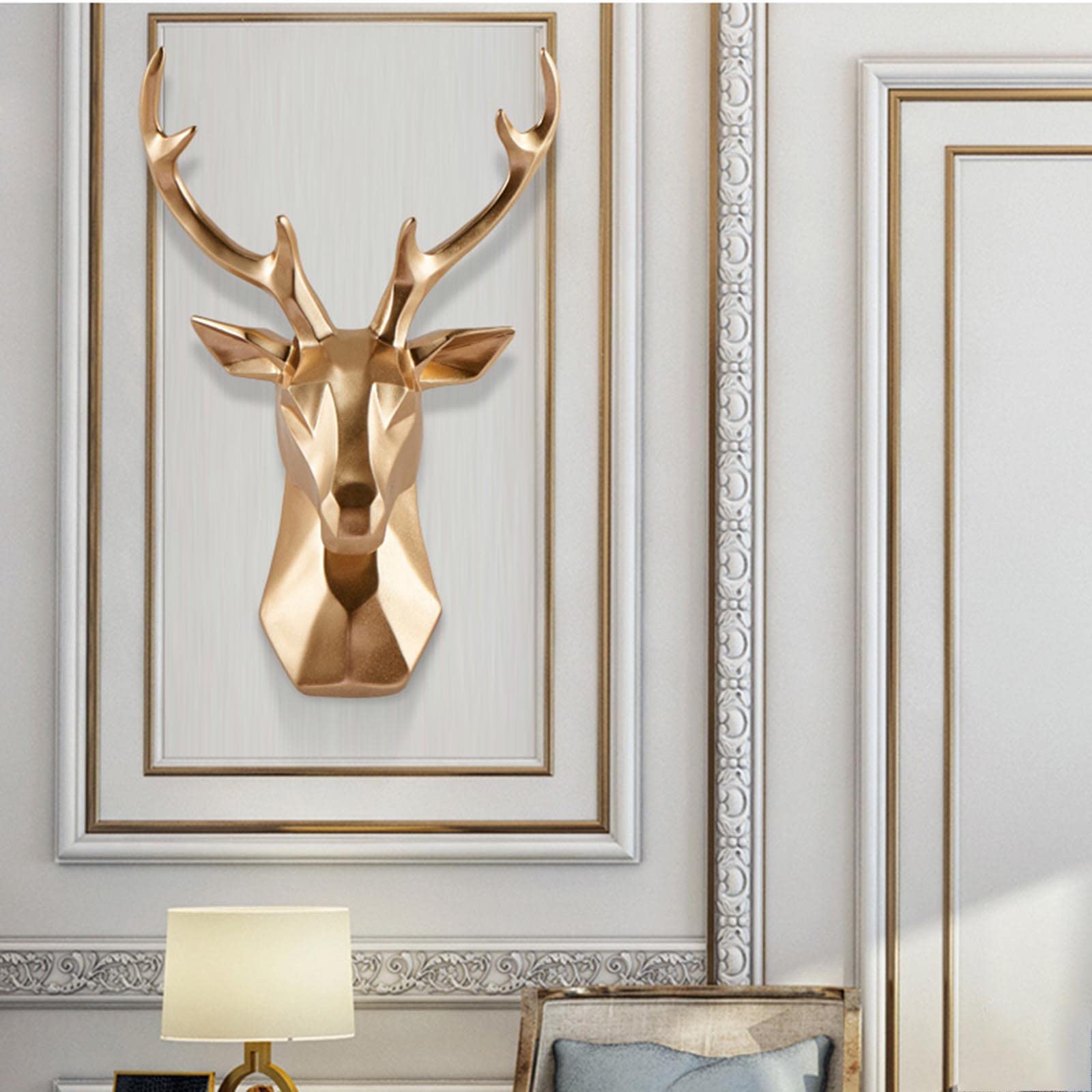 Wall Mount Deer Head Sculpture Geometric Deer Head Taxiders Animal ...