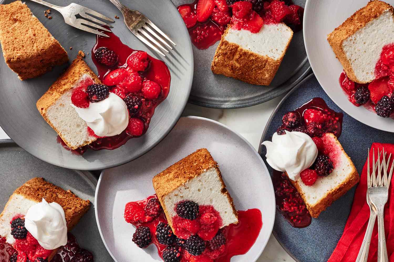 Angel Food Cake with Three-Berry Compote