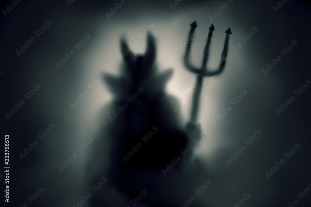 Devil Silhouette With Large Wings Sticker - 50+ Colors!