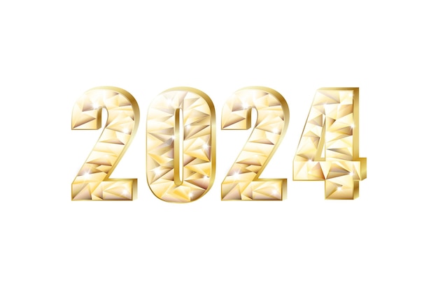 Premium Vector | Gold diamond New Year numbers 2024 3D Stylish ...