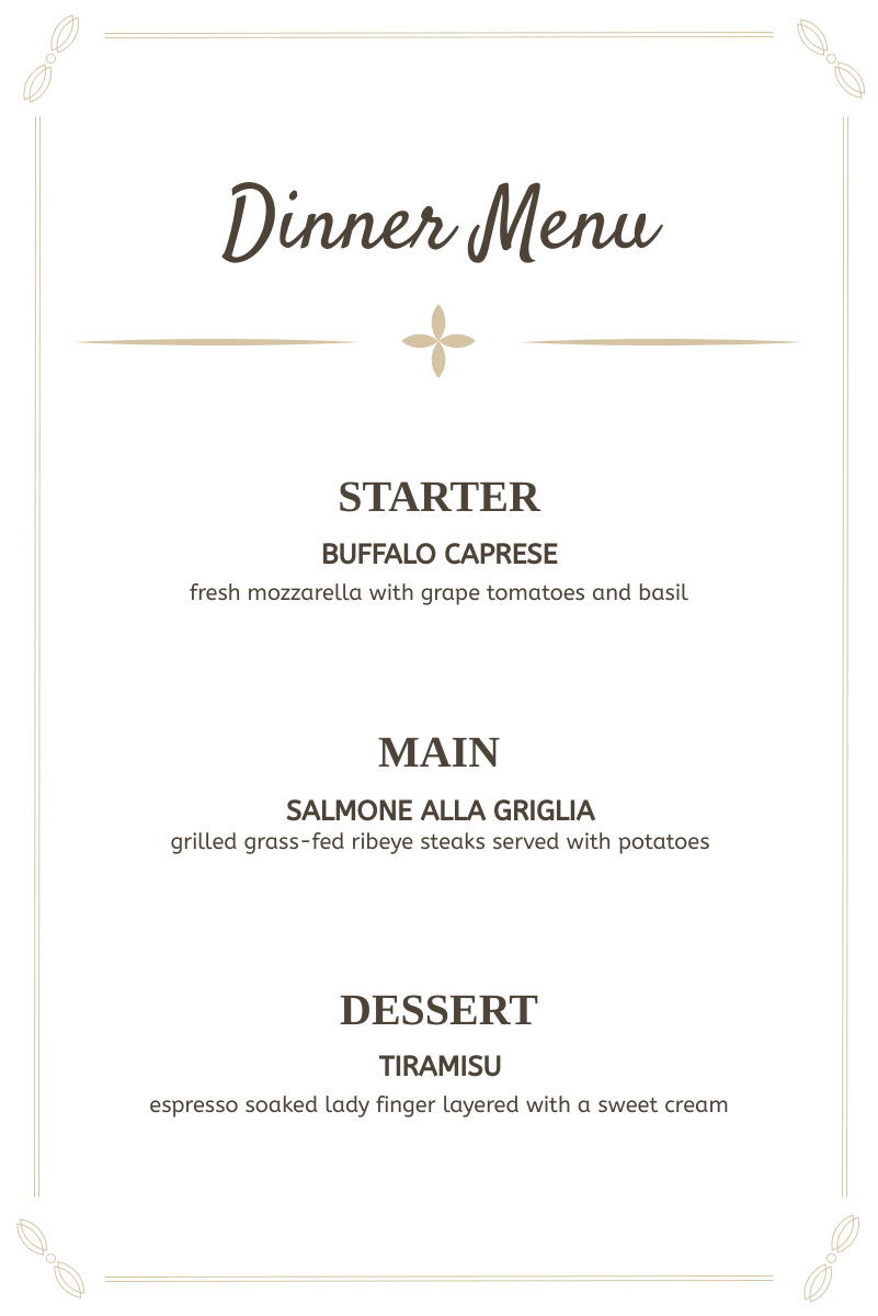 Dinner Menu | Menü Template
