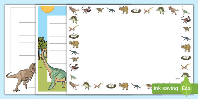 Realistic Dinosaurs Page Borders Landscape (Lehrer gemacht)