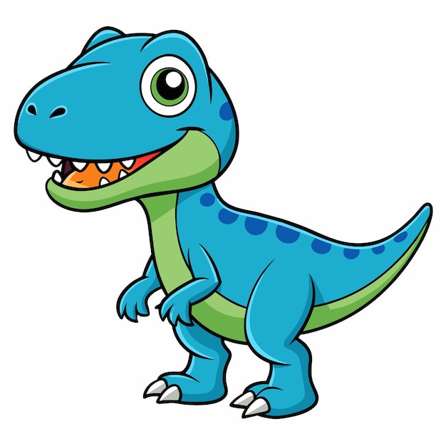 A cartoon drawing of a blue dinosaur with green eyes | Premium AI ...