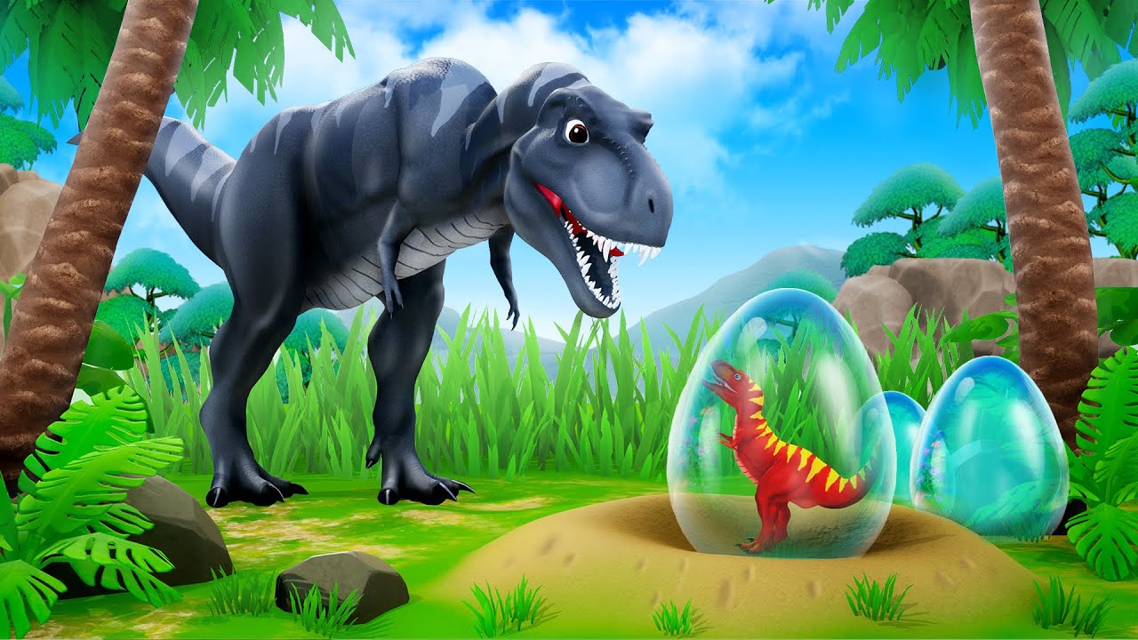 Giant Black TRex Protects and Rescues Eggs from Other Dinos | Heartwarming  Dinosaur Cartoons