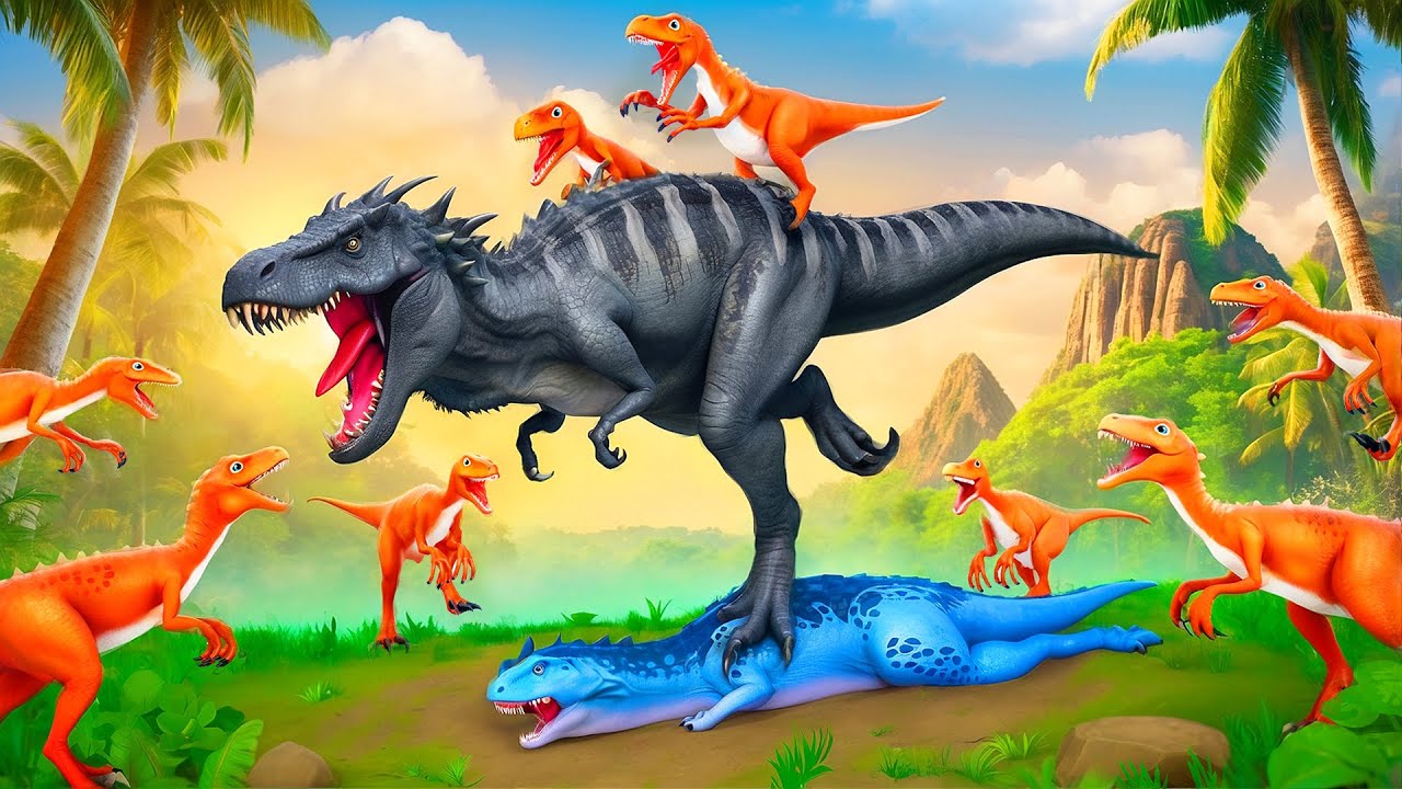 Tyrannosaurus &amp; Spinosaurus vs Raptors: Ultimate Dinosaur Clash in Jurassic  Arena!