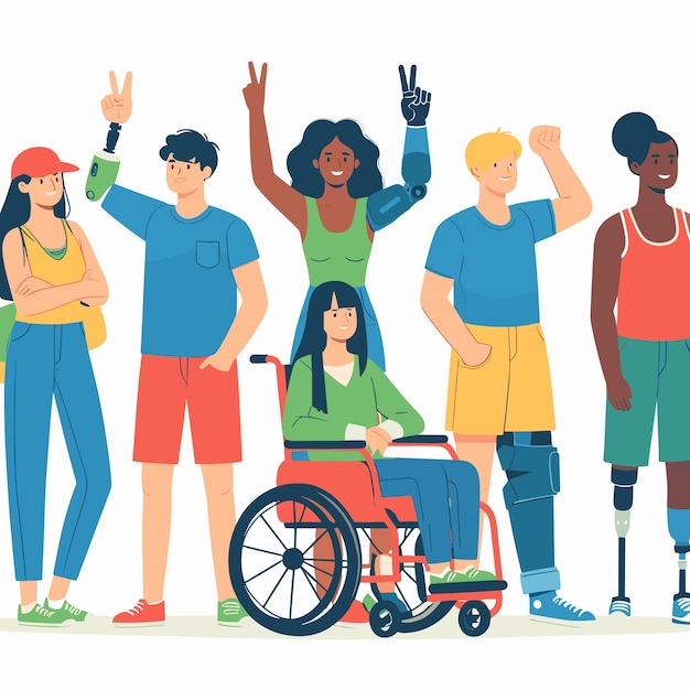 Vector group of disabled people illustration | Premium AI ...