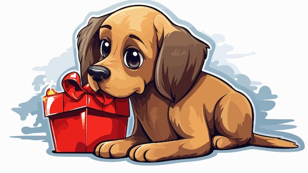 Distressed Cartoon Dog Sticker with Disgusted Expression | Premium ...