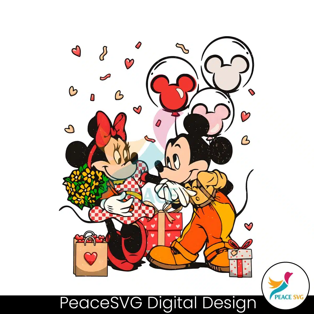 Disney Mickey Minnie Love Valentine Balloons PNG Clipart » PeaceSVG