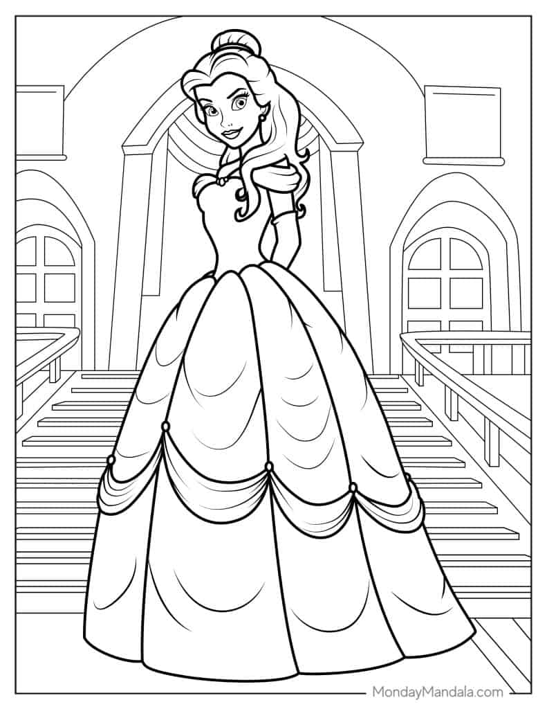 disney princess belle coloring pages