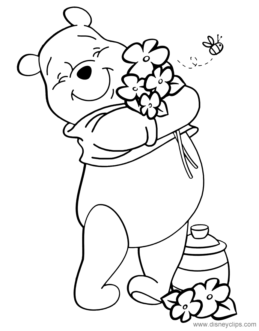 Winnie the Pooh Spring &amp; Summer Coloring Pages | Disneyclips.com
