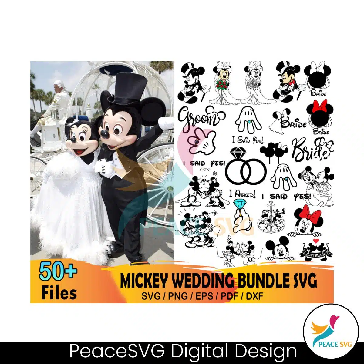 50 Files + Disney Mickey Wedding Party Bundle SVG Clipart » PeaceSVG