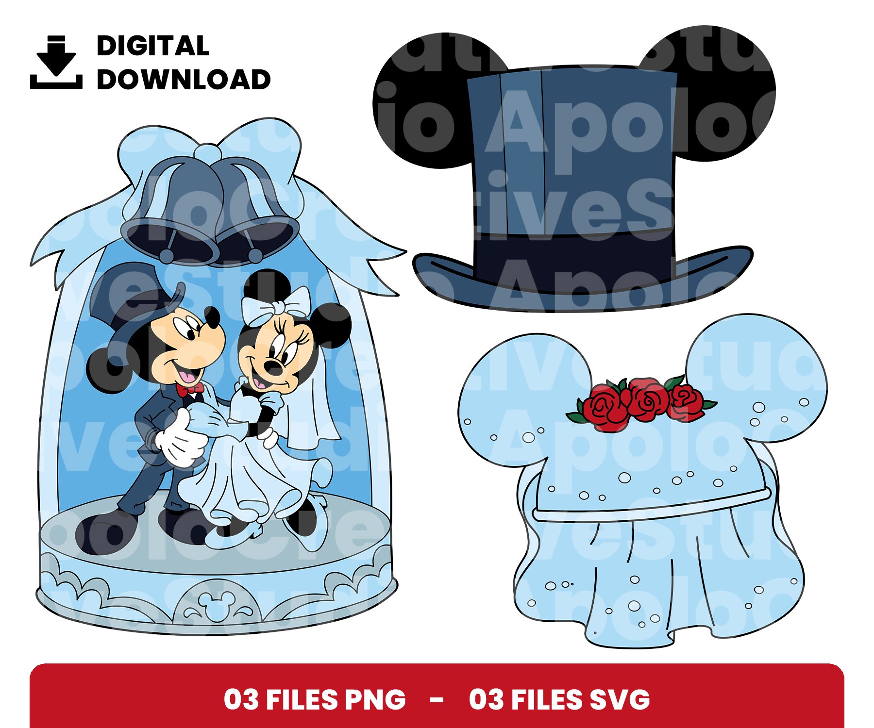 03 Clipart - Mickey &amp; Minnie Wedding - EclipArtCo