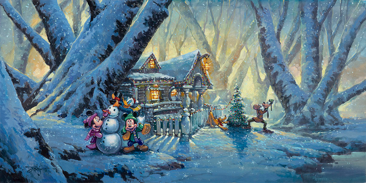 Wunderschöne Winterlandschaft mit Disney-Figuren · Creative Fabrica