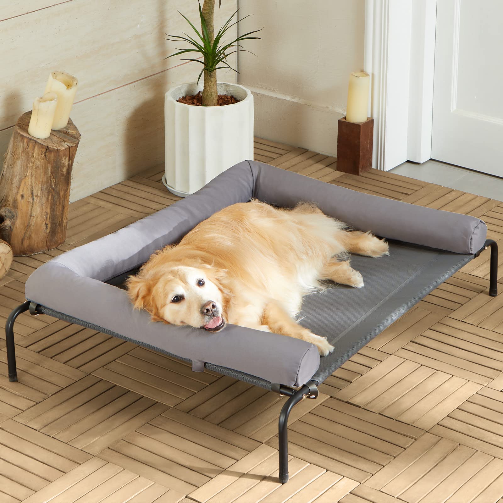 RRPETHOME Large Raised Cooling Dog Bed, Raised Dog Bed for Large Dogs,  Outdoor Dog Bed for Large Dogs, Chew Resistant, Portable, Cooling Non-Slip  ...