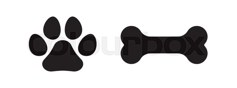 Dog footprint and bone. Pet symbols. Paw print. Vector illus ...