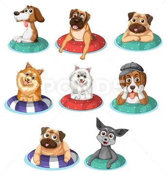 Set of dogs in floating ring ~ Clip Art #170923071