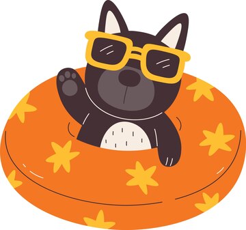 Premium Vector | Dog In Inflatable Ring