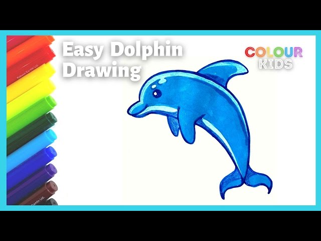 Easy Dolphin Drawing and Coloring for Kids | Step by Step Dolphin ...