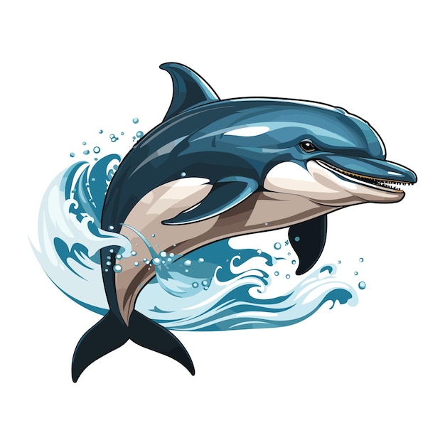 Cute Dolphin Vector Cartoon Art Illustration Design | Premium AI ...