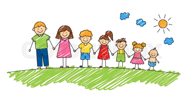 Cartoon family. Vector clip art illustration with simple gra ...