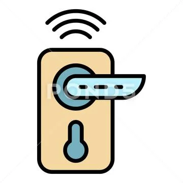 Wireless door lock icon color outline vector ~ Clip Art #161312607