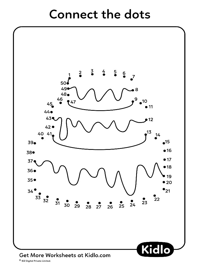 Connect The Dots 1-50 - Activity Worksheet #31 - Kidlo.com