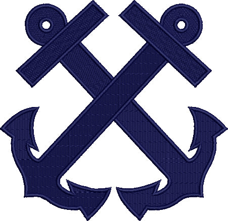 Two Anchors Marine Filled Machine Embroidery Digitized Design ...