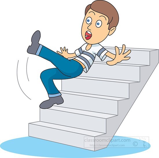 Safety Clipart-person falling down stairs clipart