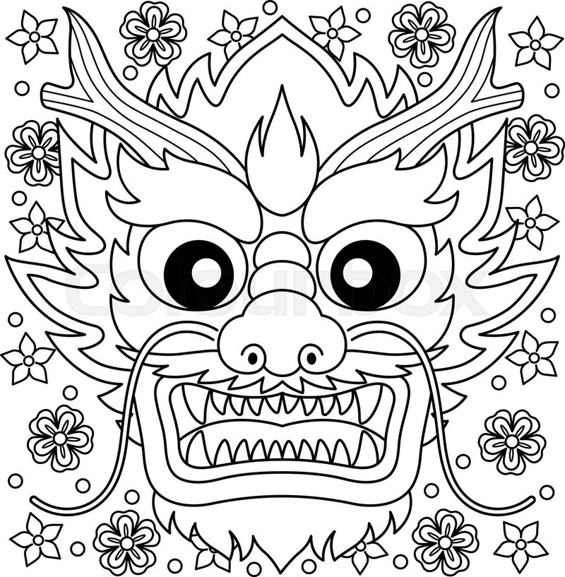 dragon face coloring page