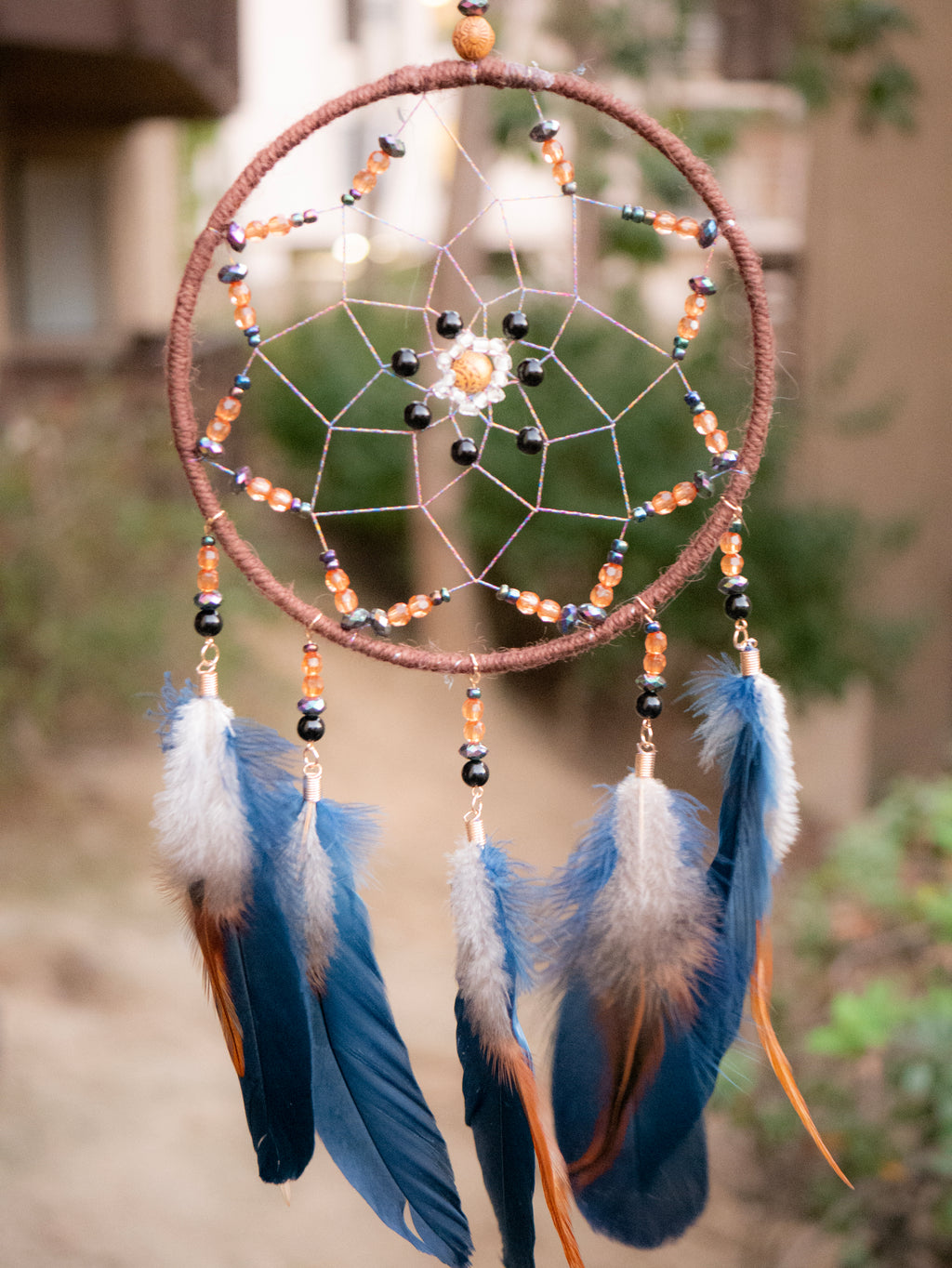 Bright Blue Feathered Dreamcatcher - Hippie Dreamcatcher – Pure Chakra
