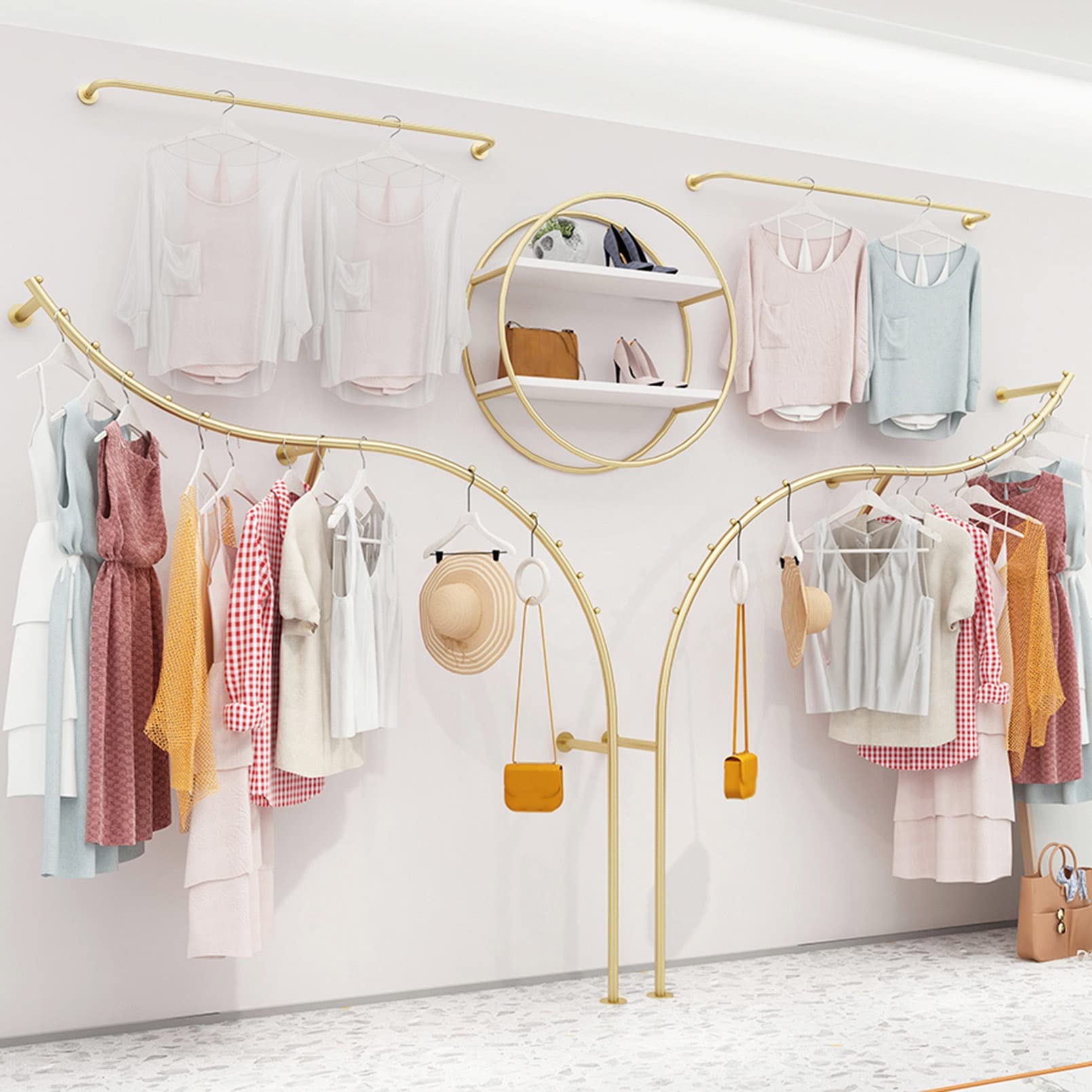 Clothes Rack Wall Mounted Clothes Hangers for Clothing Shop Commercial  Heavy Duty Clothes Rail Coat Stand for Shopping Mall and Office Space  Saving ...