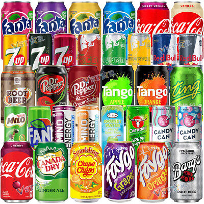 3 x Cans Fanta, Coca cola, Red Bull ,7up, Milo, Tango etc Drinks USA Soda  Drink | eBay