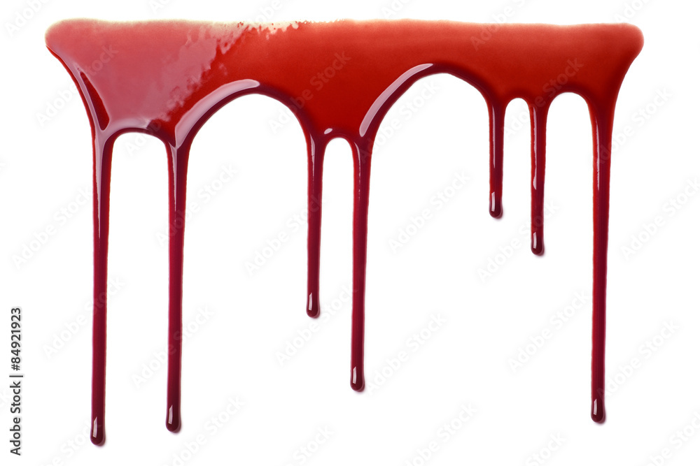 Poster, Wandbilder Flowing Blood / Dripping blood isolated on white,  40x26.7 cm