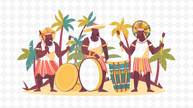 A vector illustration of men playing drums on the beach | Premium ...