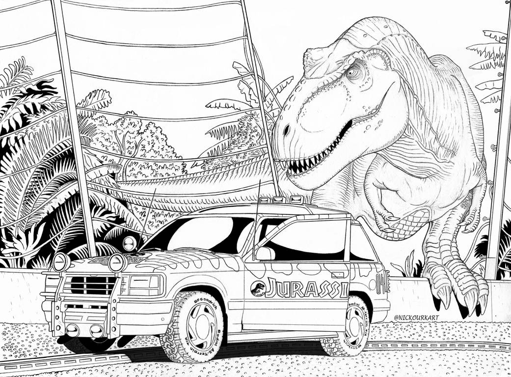 Jurassic Park-TRex breakout Coloring page by NKourk on DeviantArt