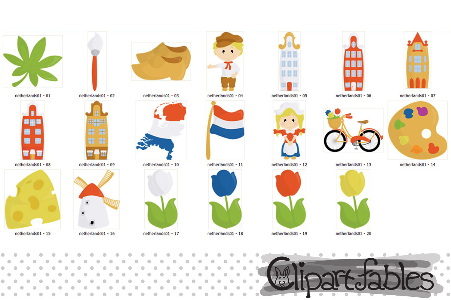 NETHERLANDS clip art, European travel party, cute Dutch art By ...