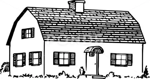 Simple dwelling, Vintage home, House exterior vector front view ...