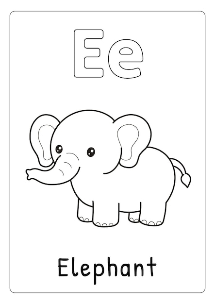 e is for elephant coloring page