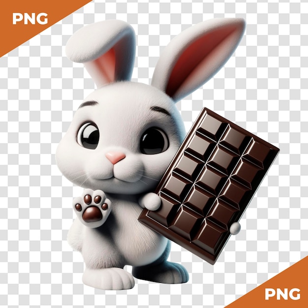 3d rendering of easter bunny with chocolate bar | Premium AI ...