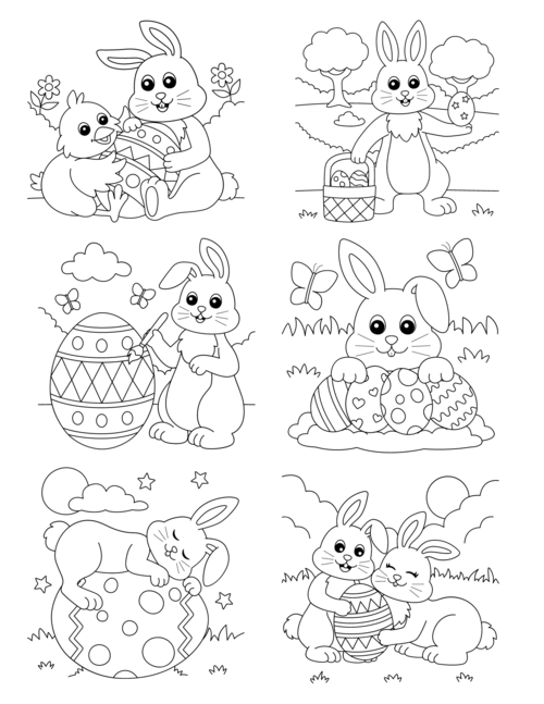 easter bunnies coloring pages