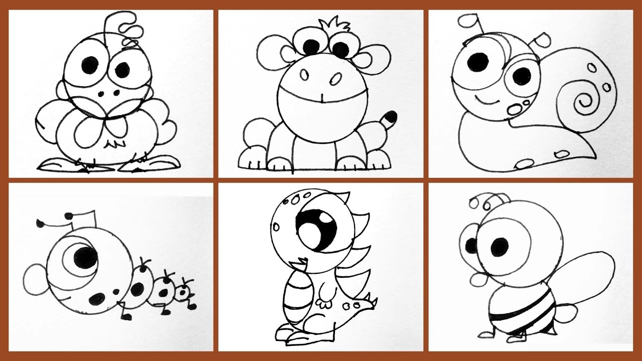 How To Draw Animal Clipart Made From a Basic Circle- Creative Easy &amp; Fun  Drawing Tricks -03
