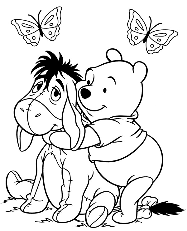 Pooh with Eeyore coloring page