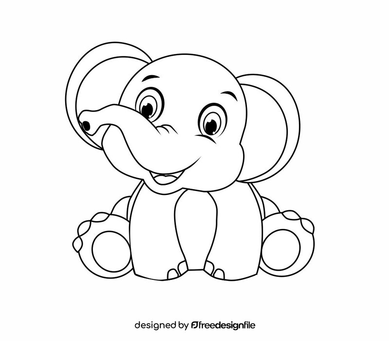 elephant clipart black and white