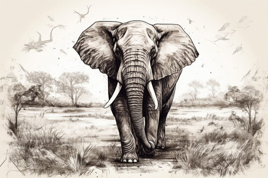 elephant drawings images