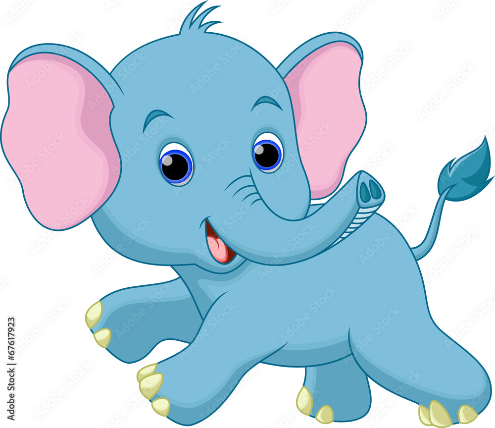 Cute baby elephant cartoon running Stock-Vektorgrafik | Adobe Stock