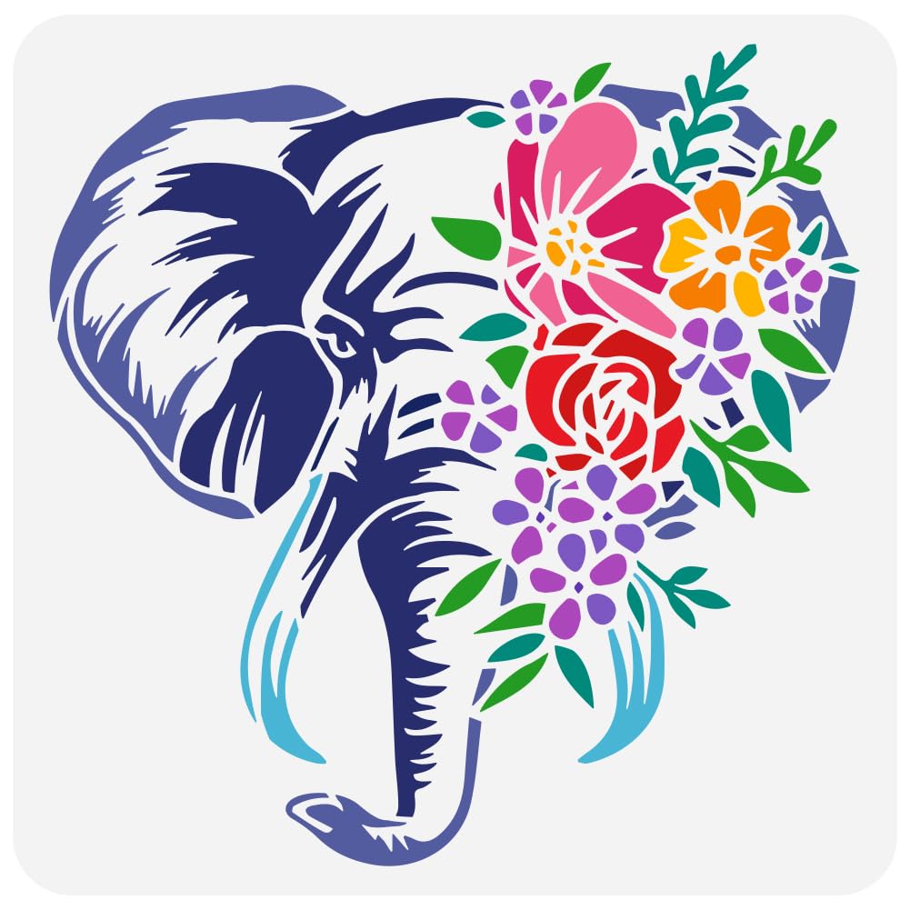 FINGERINSPIRE Elephant Stencil 30x30cm Plastic Reusable Animal Stencil for  Painting on Wood, Floor, Wall, Tiles, Canvas, Fabric and Furniture : ...